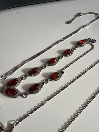 Lote bisutería plata y ámbar