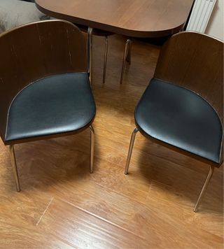 Mesa de comedor escritorio + 4 sillas marrón mader