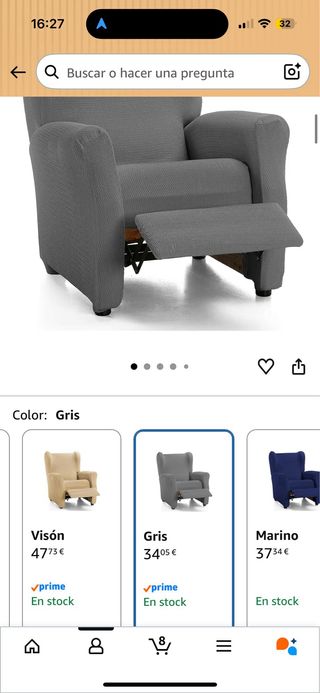 Sillón reclinable naranja para tapizar