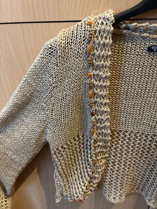 Cardigan donna beige con perline