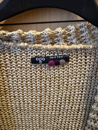 Cardigan donna beige con perline