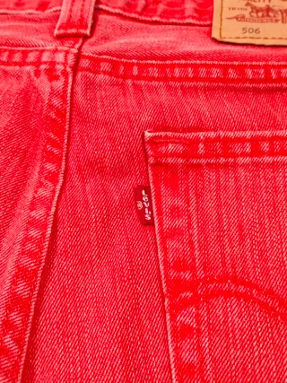 Levis 506 Vaqueros Standard Rojo Denim Vintage W30