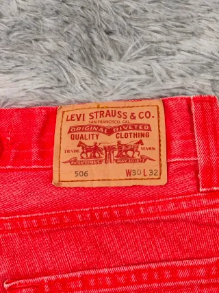 Levis 506 Vaqueros Standard Rojo Denim Vintage W30
