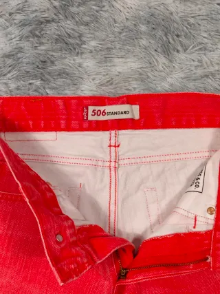 Levis 506 Vaqueros Standard Rojo Denim Vintage W30