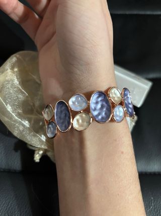 Bracciale in acciaio/ottone oro e viola