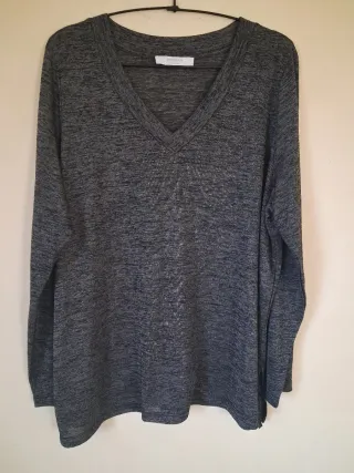 Jersey WOMAN cuello pico gris