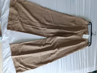 Pantalón Zara ancho lino beige Talla s