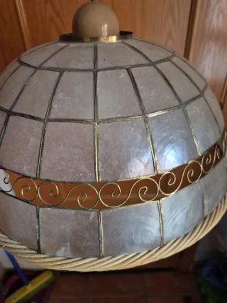 Lámpara colgante 39 cm beige y dorada