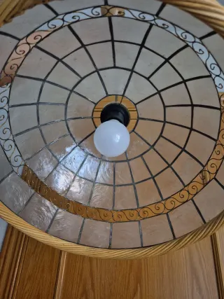 Lámpara colgante 39 cm beige y dorada