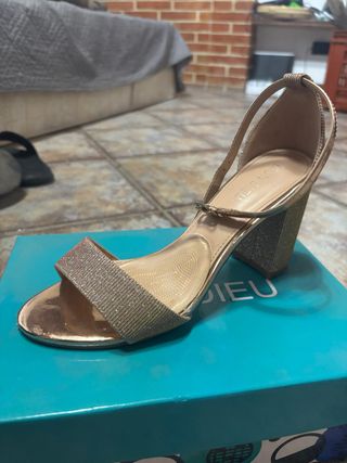 Scarpe con tacco glitter oro/argento