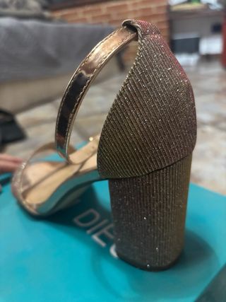 Scarpe con tacco glitter oro/argento