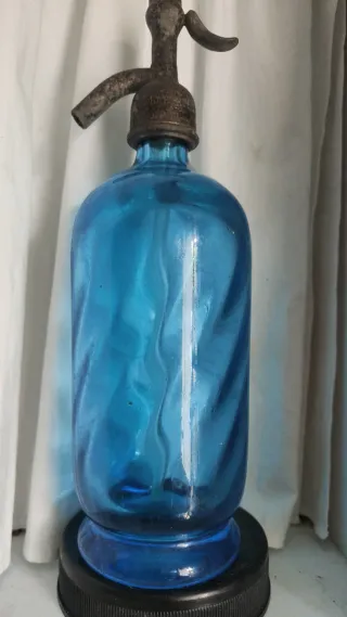 Sifón azul antiguo. Labarthe. Pau.