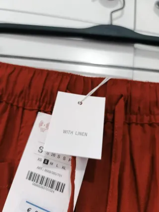 Pantalón Zara ancho tobillero teja Talla S