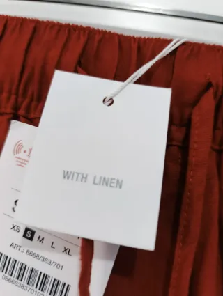 Pantalón Zara ancho tobillero teja Talla S