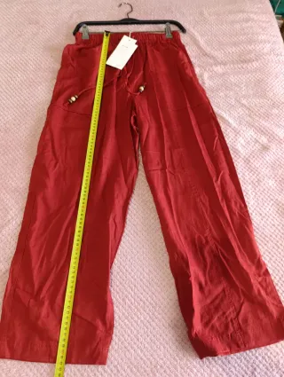 Pantalón Zara ancho tobillero teja Talla S