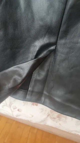 Vestido midi polipiel palabra de honor