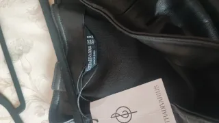 Vestido midi polipiel palabra de honor