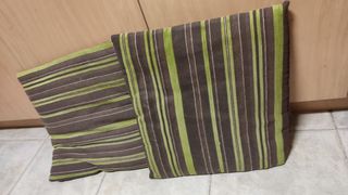 2 Cojines a Rayas Verdes y Marrones 40x40