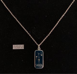 Cadena con colgante zodiaco sagitario en plata.