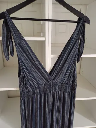 Mono largo rayas azul y plata