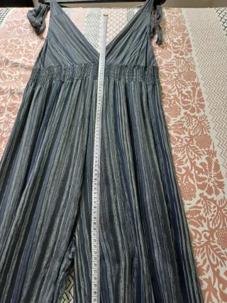 Mono largo rayas azul y plata