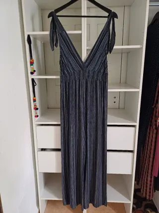 Mono largo rayas azul y plata