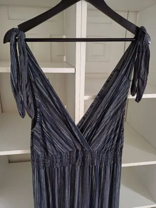 Mono largo rayas azul y plata