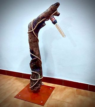 Lampada da terra artigianale legno mare