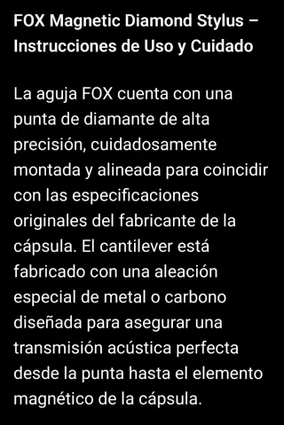 Aguja Tocadiscos Ortofon FOX 392 DST-W