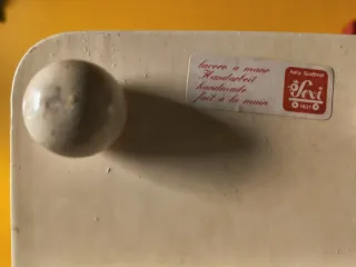 Lampada Sevi in legno e tessuto vintage