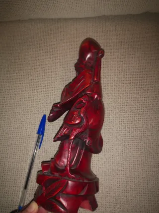 Figuras orientales madera tallada, pescador. 1970