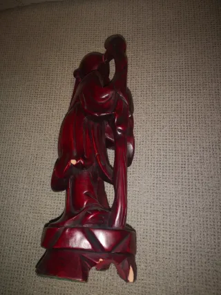 Figuras orientales madera tallada, pescador. 1970