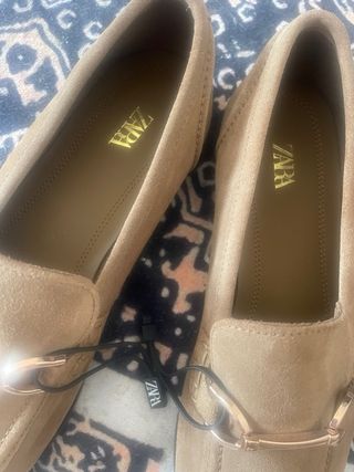 Mocasines Zara Serraje Marrón Hebilla Dorada