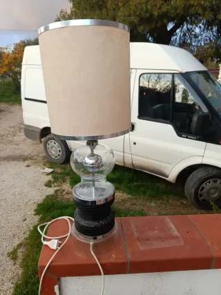 Lampada vintage anni 70 tessuto e vetro