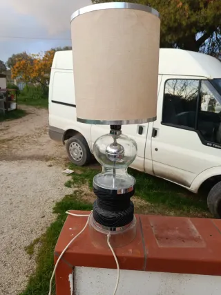 Lampada vintage anni 70 tessuto e vetro
