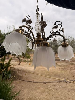 Lámpara de araña vintage de cristal y metal