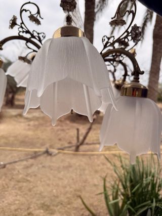 Lámpara de araña vintage de cristal y metal