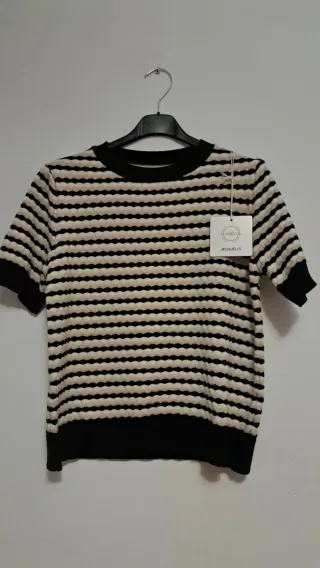 Jersey rayas blanco , beige y negro