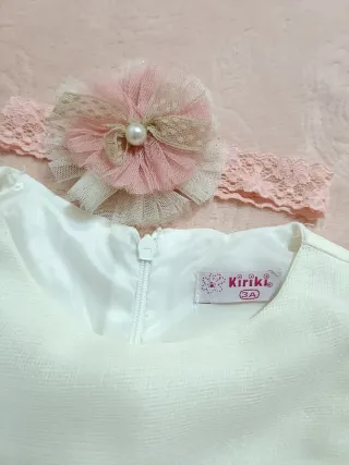 Vestido de fiesta blanco y rosa talla  3 años