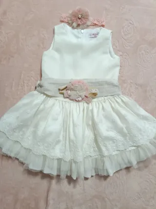 Vestido de fiesta blanco y rosa talla  3 años
