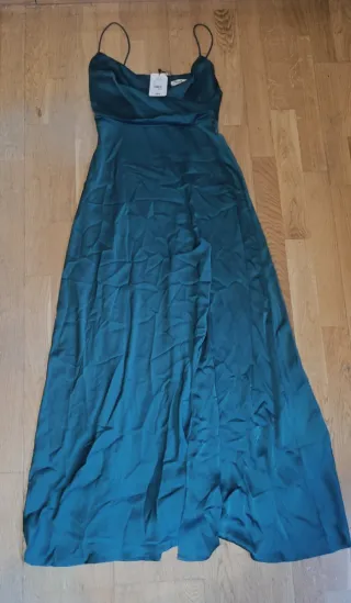 Vestido fiesta verde satinado The ARE Talla S