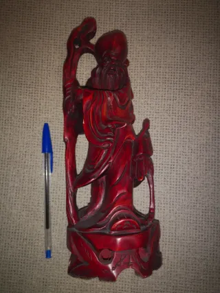 Figura oriental, madera tallada ancian. Vintage