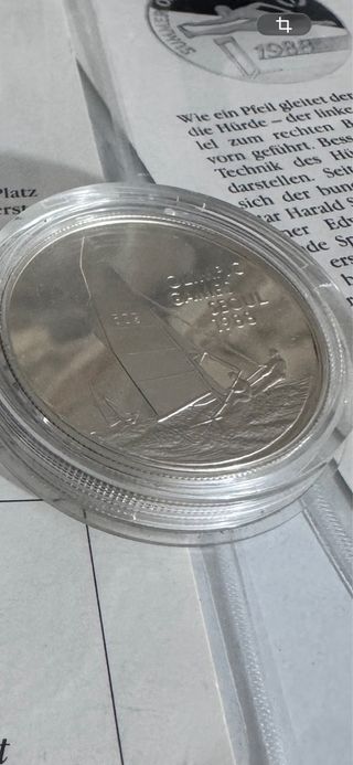 Lote 2 Monedas Plata Olímpicas 1988 Cayman Barbado