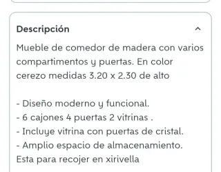 Mueble Comedor Madera Cerezo