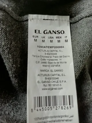 Jersey El Ganso Hombre Talla M Gris