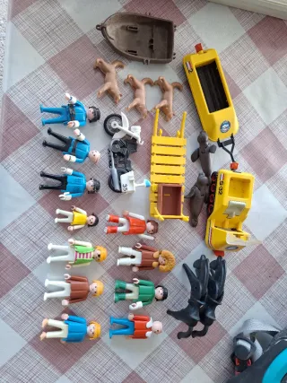 Lote Playmobil Antiguos Barco Moto Figuras