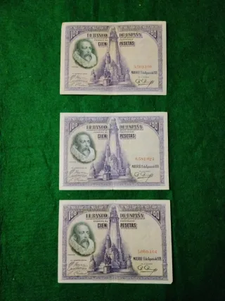 9. Lote 3 Billetes 100 Pesetas 1928