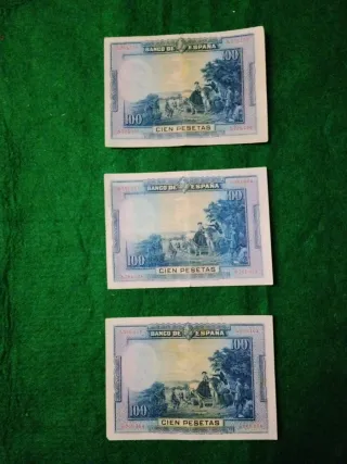 9. Lote 3 Billetes 100 Pesetas 1928