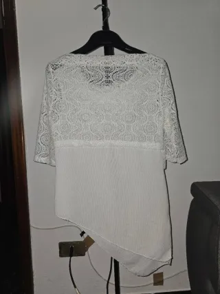 T-shirt bianca pizzo estiva