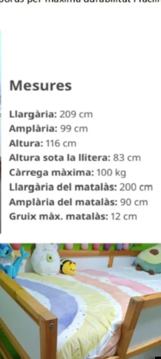 Llitera Kura Ikea  Blanca i fusta vernissada